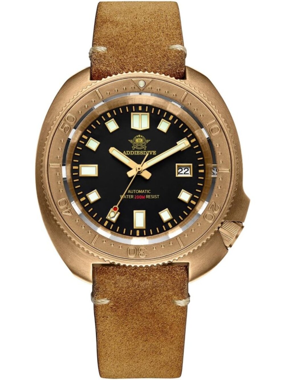 Men's Bronze Automatic Dive Watch - 200M Waterproof, Stylish & Durable Timepiece